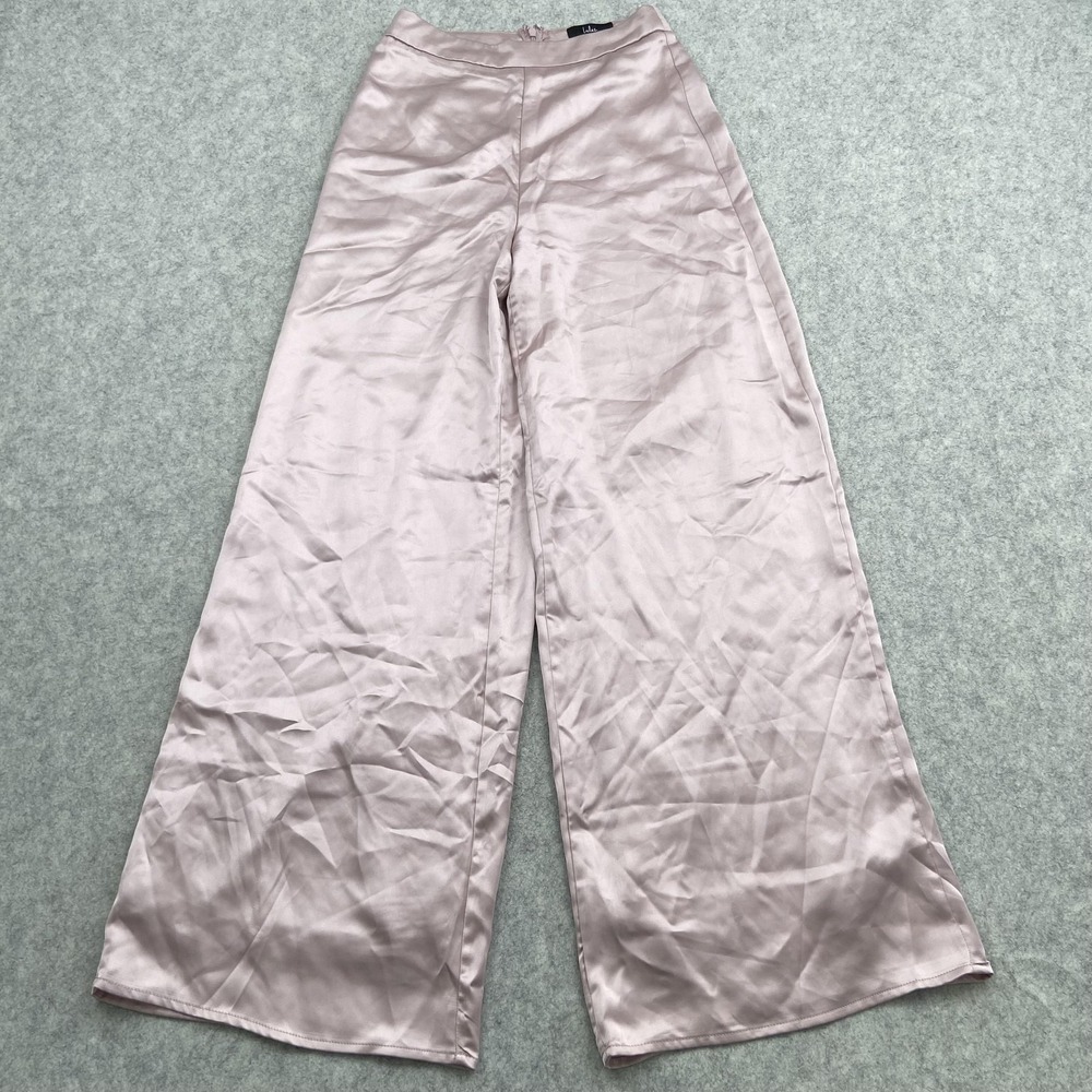 Lulus Dress Pants Womens S (26x30) Pink Satin Wide Leg Lined Formal Wedding